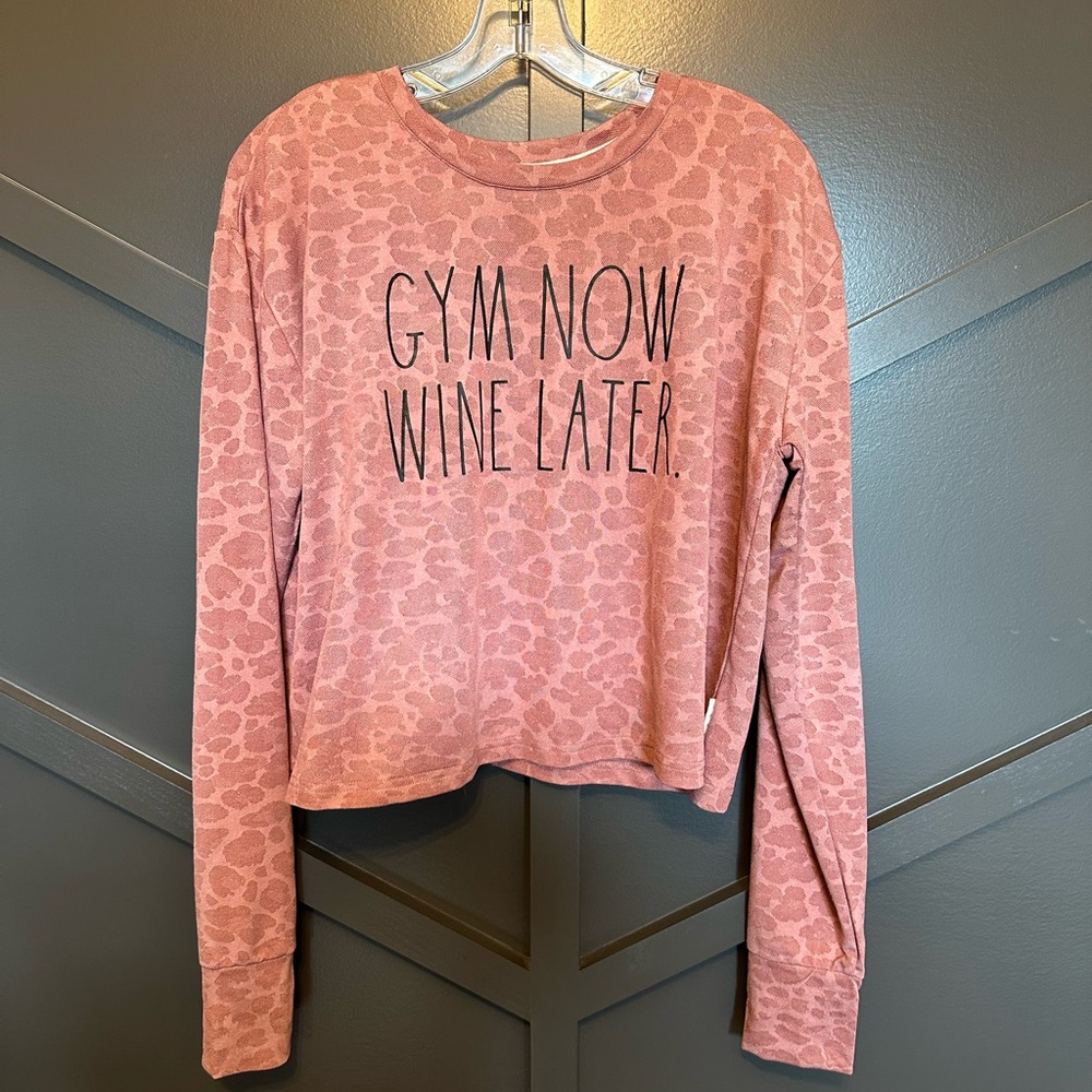 ***DONATED*** Rae Dunn Leopard print workout long sleeve tee NWOT